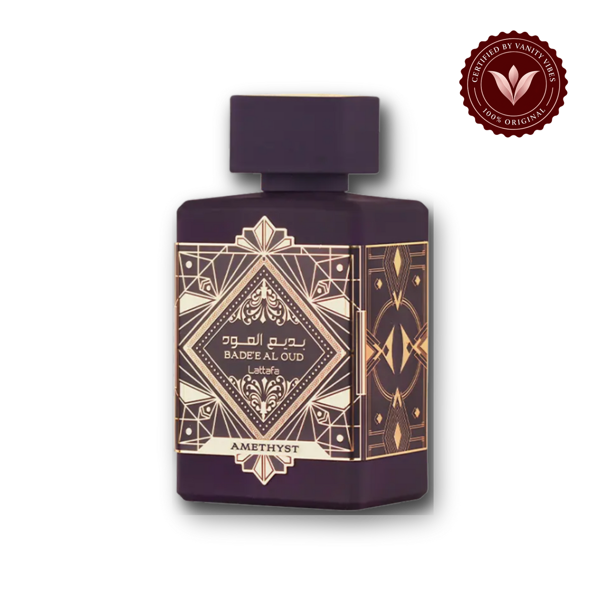 Lattafa Badee Al Oud Amethyst Purple Eau de Parfum For Women And Men 100ml - front view - Vanity Vibes