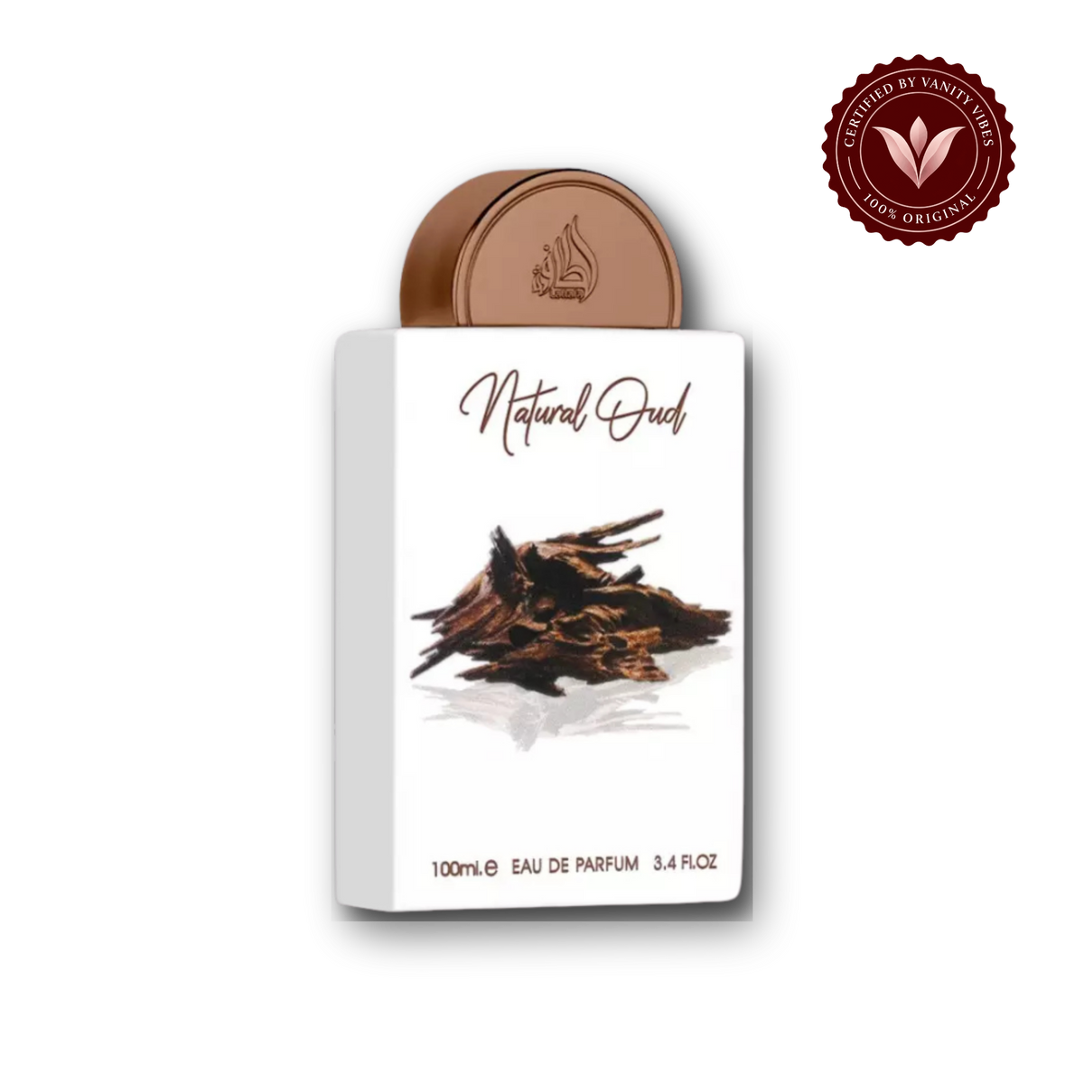 Lattafa Natural Oud Eau de Parfum 100ml - Long Lasting Rich Oud Unisex Fragrance for Men & Women - front view - Vanity Vibes