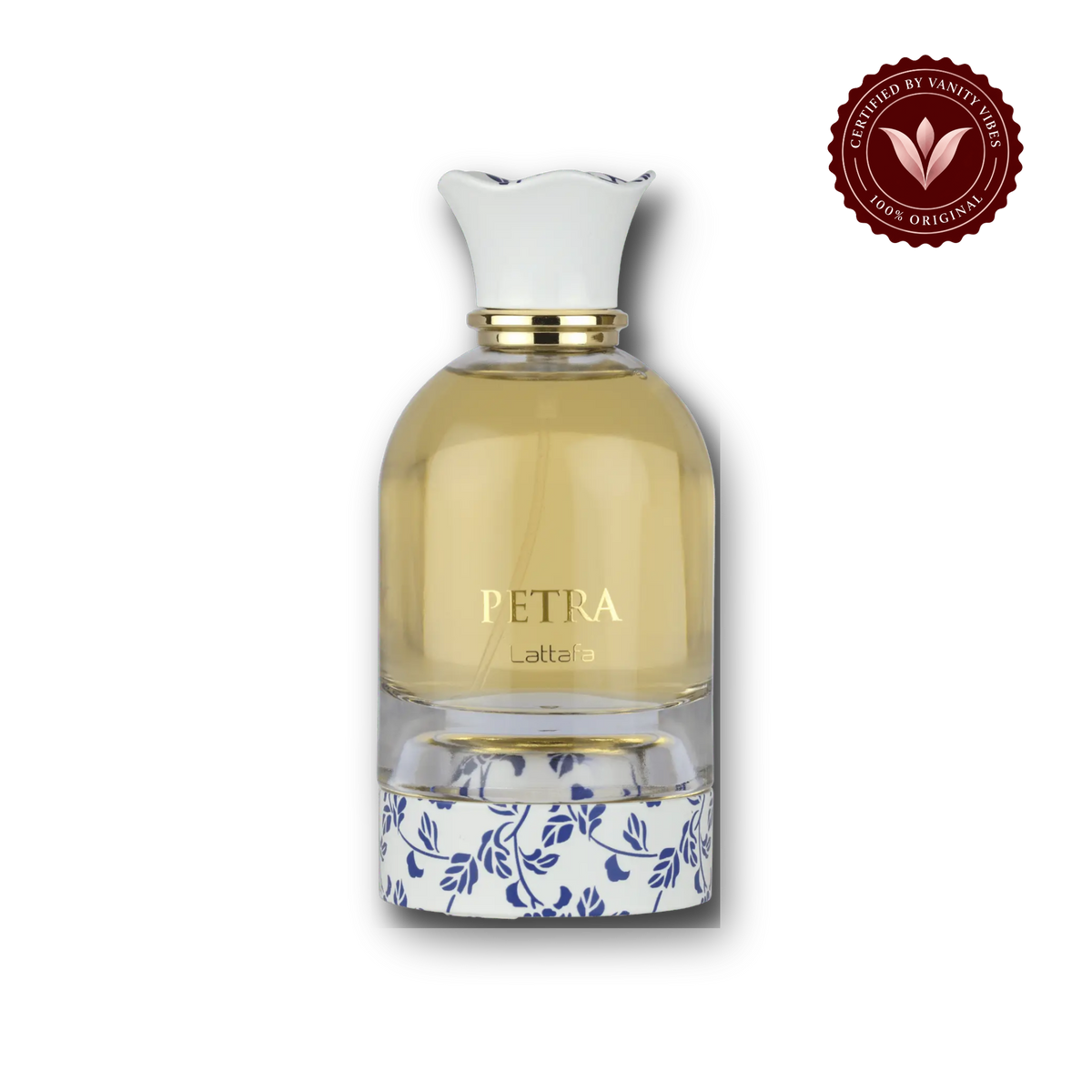 Lattafa Petra Eau de Parfum 100ml - Long Lasting Original Luxury Unisex Fragrance for Men & Women - front view - Vanity Vibes