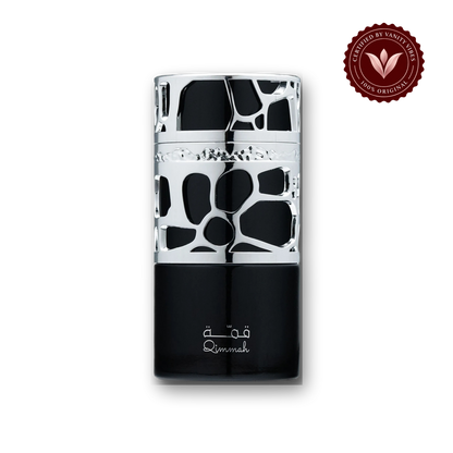 Lattafa Qimmah Eau de Parfum 100ml - Long Lasting Original Bold Woody Masculine Fragrance for Men - front view - Vanity Vibes