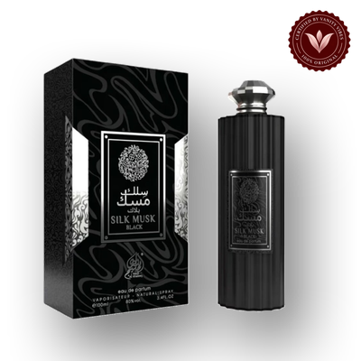 WADI AL KHALEEJ SILK MUSK ASWAD EDP 100ML front box and bottle | Vanity Vibes Pakistan